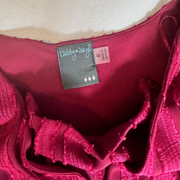 GABBY SKYE Wine Red Half Sleeve Striped Dress - Picture 3 of 6